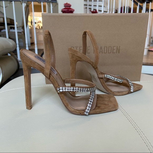 Steve Madden Camel Multi Grade - R Grade-R Stiletto Heel Rhinestone Straps - Picture 5 of 8